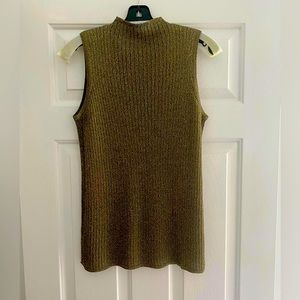 NWOT Chico’s Bronze Metallic Mock Neck Sleeveless Stretch Soft Knit size Med